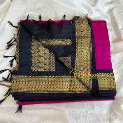 Pink with Black Kalyani Cotton Saree -VS476