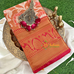 Orange Semi Benarasi Saree -VS1200