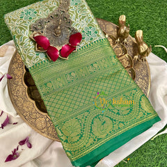 Green Semi Benarasi Saree -VS1163