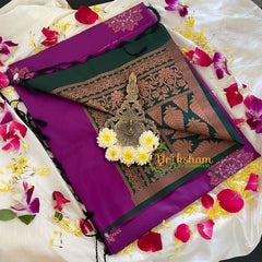 Purple with Green Soft Silk Saree-VS300
