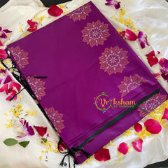 Purple with Green Soft Silk Saree-VS300