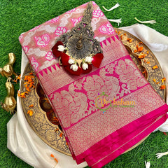 Pastel Shade and Hot Pink Semi Benarasi Saree -VS1174