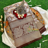 Brown Shade Semi Benarasi Saree -VS1175