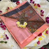 Peach Soft Silk Saree-VS308