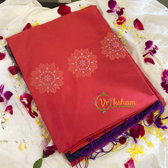 Red with Blue Soft Silk Saree-VS310