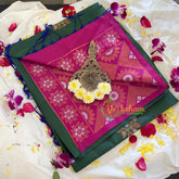 Green with Pink Soft Silk Saree-VS312