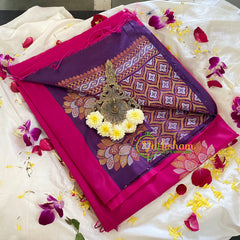 Pink with Purple Soft Silk Saree-VS314