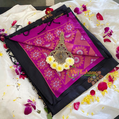 Black with Violet Soft Silk Saree-VS315