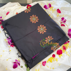Black with Violet Soft Silk Saree-VS315
