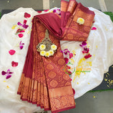 Maroon Brocade Soft Silk Saree-VS321
