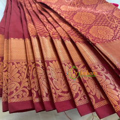Maroon Brocade Soft Silk Saree-VS321