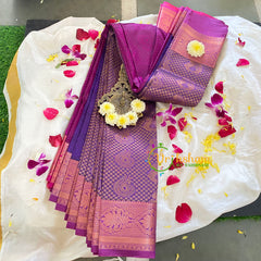 Blue and Purple Soft Silk Saree-VS322