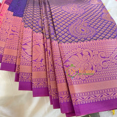 Blue and Purple Soft Silk Saree-VS322
