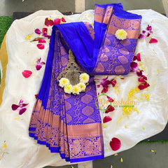 Blue Brocade Soft Silk Saree-VS324