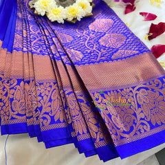 Blue Brocade Soft Silk Saree-VS324