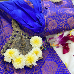 Blue Brocade Soft Silk Saree-VS324
