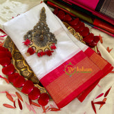 White with Red Border Semi Soft Silk Saree-VS710