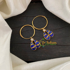 Precious Kundan Jadau Earrings -Hoops -Paisley Blue -J678