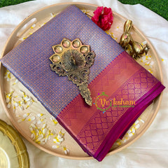 Metallic Purple Kora Muslin Saree-VS524