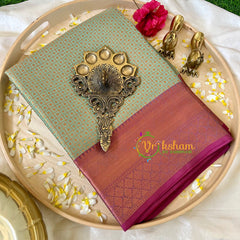 Metallic Pista Green Kora Muslin Saree-VS523