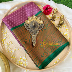 Purple with Green Kora Muslin Saree-VS512