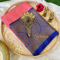 Peach with Violet Kora Muslin Saree-VS511