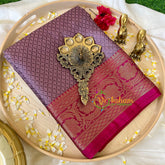 Violet with Pink Kora Muslin Saree-VS515