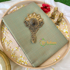 Metallic Pista Green Kora Muslin Saree-VS523