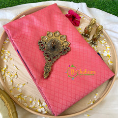 Peach with Violet Kora Muslin Saree-VS511