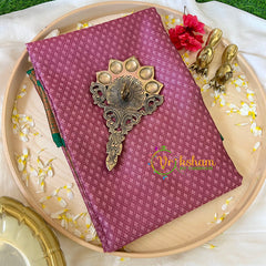 Purple with Green Kora Muslin Saree-VS512