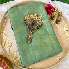 Pista Green with Majenta Kora Muslin Saree-VS519