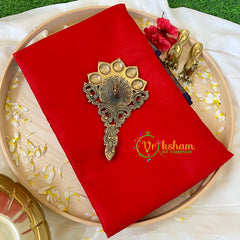 Reddish Pink with Blue Border Saree - Kora Muslin Saree -VS502