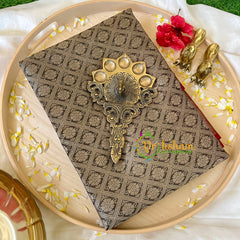 Grey with Red Kora Muslin Saree-VS504