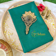 Bottle Green with Red Kora Muslin Saree-VS513