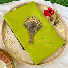Parrot Green Kora Muslin Saree-VS510