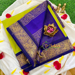Lime Green Korvai Handloom Silk Cotton Saree-VS328