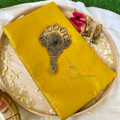 Mustard Yellow with Pink Kora Muslin Saree-VS507