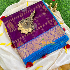 Purple Kattam Korvai Handloom Silk Cotton Saree-VS339