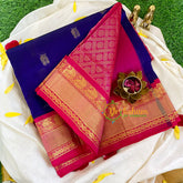 Blue with Pink Korvai Handloom Silk Cotton Saree-VS340