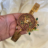 AD Stone Peacock Pendant Plain Hipbelt-Green Bead Pearl-G6745