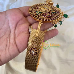 AD Stone Peacock Pendant Plain Hipbelt-Green Bead Pearl-G6745