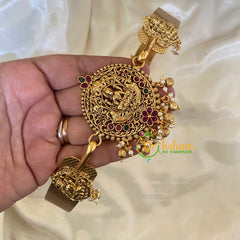 AD Stone Lakshmi Pendant Plain Hipbelt-Gold Bead Pearl-G6742