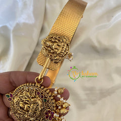 AD Stone Lakshmi Pendant Plain Hipbelt-Gold Bead Pearl-G6742