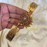 AD Stone Floral Pendant Plain Hipbelt-Gold Bead-G6750