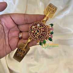 AD Stone Peacock Pendant Plain Hipbelt-Green Bead Pearl-G6747