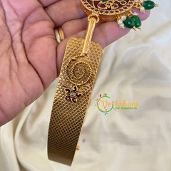 AD Stone Peacock Pendant Plain Hipbelt-Green Bead Pearl-G6747