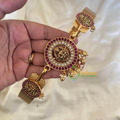 AD Stone Lakshmi Pendant Plain Hipbelt-Gold Pearl-G6740