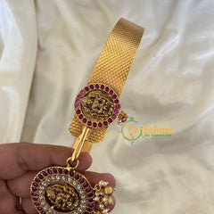 AD Stone Lakshmi Pendant Plain Hipbelt-Gold Pearl-G6740