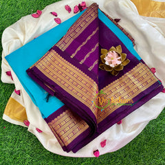 Light Blue Korvai Handloom Silk Cotton Saree-VS344