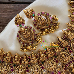 Premium Antique Temple Lakshmi Short Neckpiece-Gold-G7865